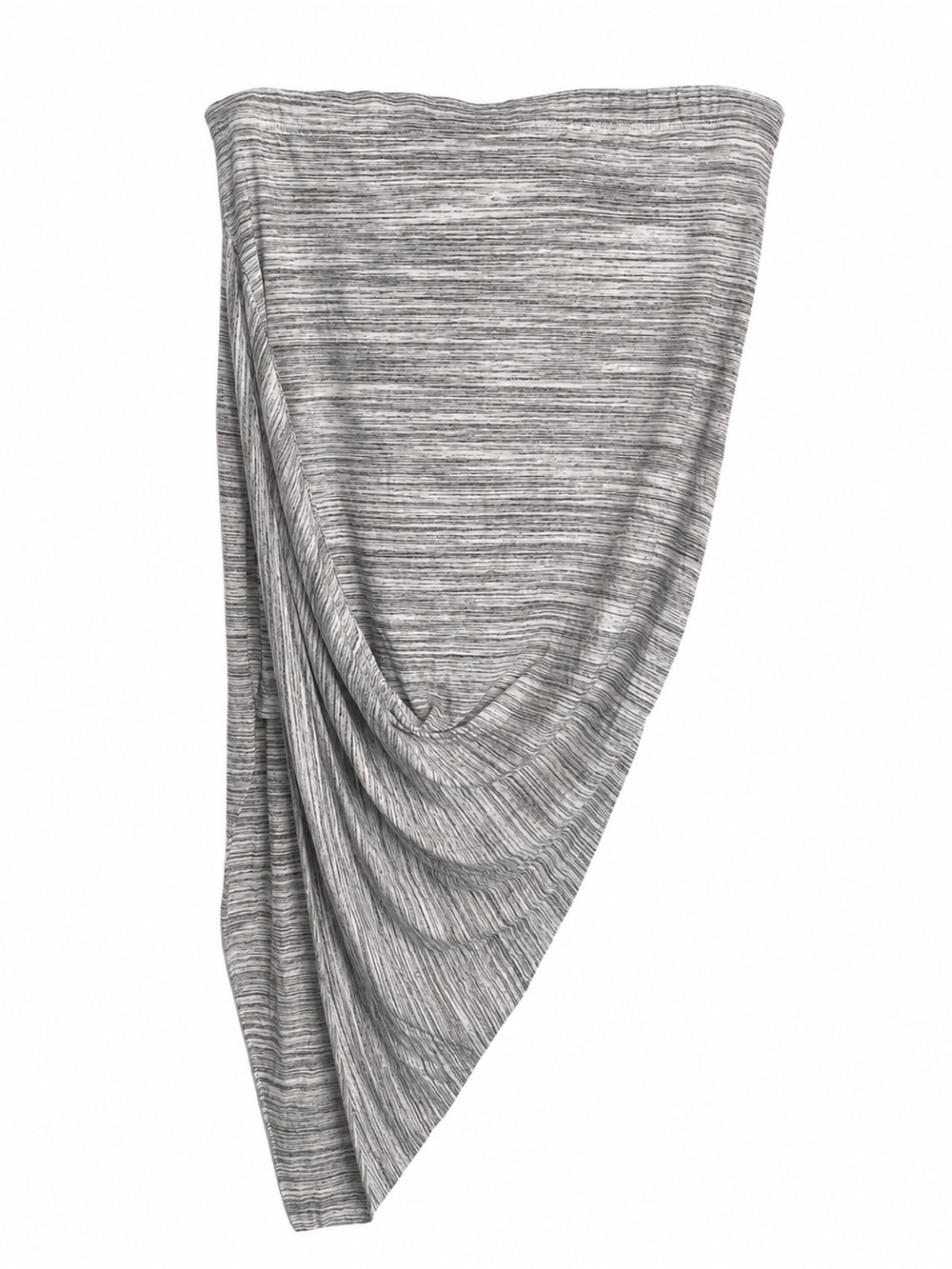 Asymmetrical Ruched Rayon Skirt – Size XL – Light Beige – High Slit – Sexy Fit-